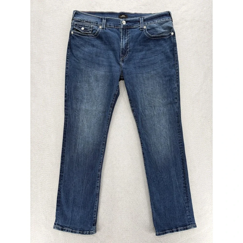 True Religion Ricky SN Flap Jeans Mens 40x32 Blue Relaxed Straight Stretch Denim